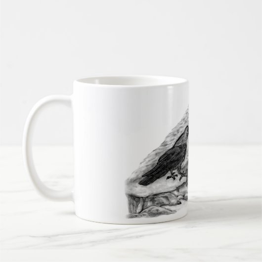 Wolf en Raven - Zwart en wit design Koffiemok (Links)