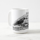 Wolf en Raven - Zwart en wit design Koffiemok (Voorkant links)
