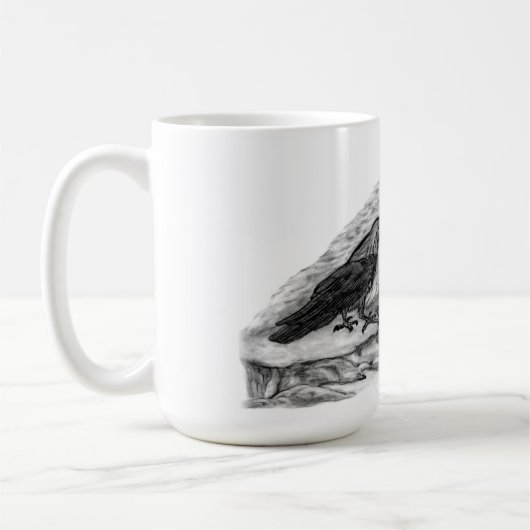 Wolf en Raven - Zwart en wit design Koffiemok (Links)