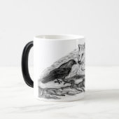 Wolf en Raven - Zwart en wit design Magische Mok (Voorkant links)