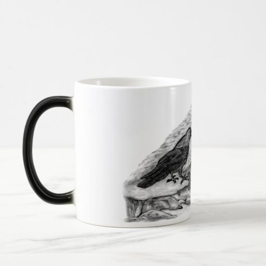 Wolf en Raven - Zwart en wit design Magische Mok (Links)