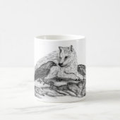 Wolf en Raven - Zwart en wit design Magische Mok (Center)
