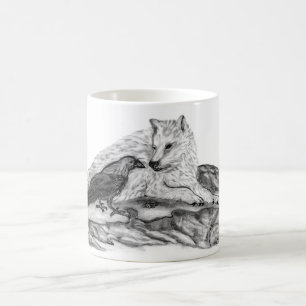 Wolf en Raven - Zwart en wit design Magische Mok