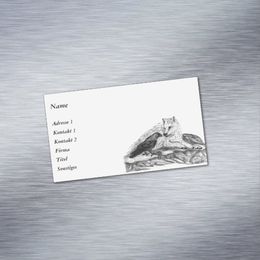 Wolf en Raven - Zwart en wit design Magnetisch Visitekaartje (Voorbeeld)