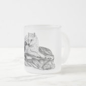 Wolf en Raven - Zwart en wit design Matglas Koffiemok (Voorkant rechts)