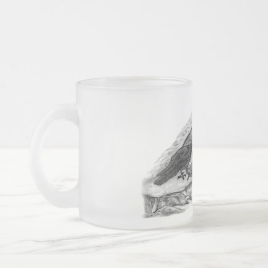 Wolf en Raven - Zwart en wit design Matglas Koffiemok (Links)