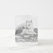 Wolf en Raven - Zwart en wit design Matglas Koffiemok (Center)