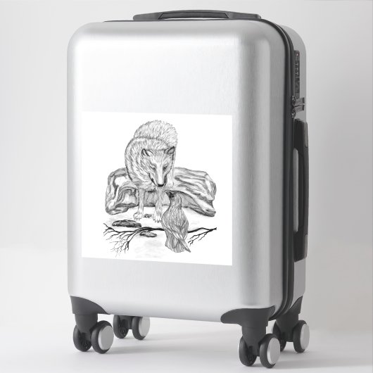 Wolf en Raven - Zwart en wit design Sticker (Koffer)