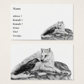 Wolf en Raven - Zwart en wit design Visitekaartje (Voorkant /achterkant)
