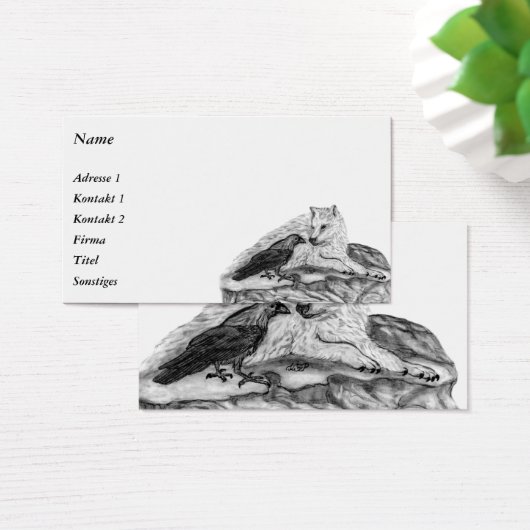 Wolf en Raven - Zwart en wit design Visitekaartje (Bureau)
