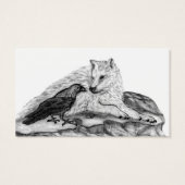Wolf en Raven - Zwart en wit design Visitekaartje (Achterkant)