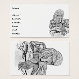 Wolf en Raven - Zwart en wit design Visitekaartje
