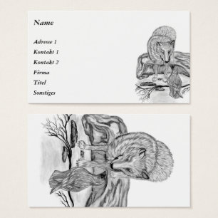 Wolf en Raven - Zwart en wit design Visitekaartje