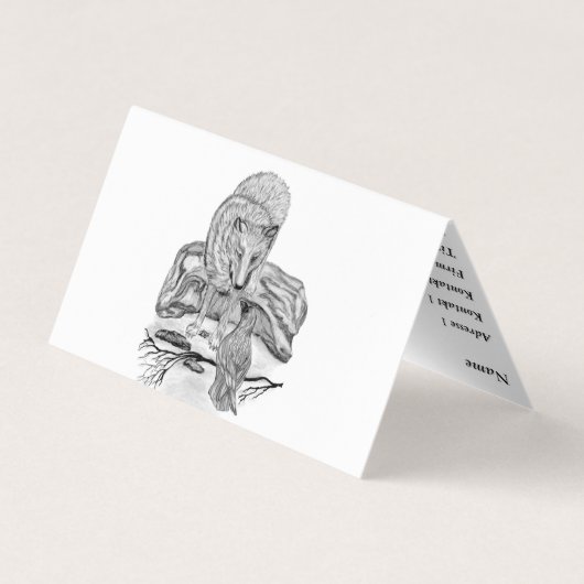 Wolf en Raven - Zwart en wit design Visitekaartje (Achterkant)