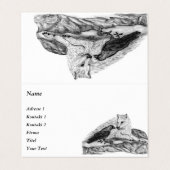 Wolf en Raven - Zwart en wit design Visitekaartje (Buitenkant ongevouwen)