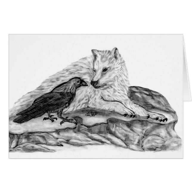 Wolf en Raven, zwart-wit (Voorkant Horizontaal)