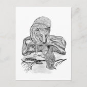 Wolf en Raven, zwart-wit Briefkaart (Voorkant)