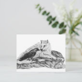 Wolf en Raven zwart-wit Briefkaart (Staand voorkant)
