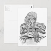 Wolf en Raven, zwart-wit Briefkaart (Voorkant / Achterkant)