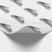 Wolf en Raven, zwart-wit Cadeaupapier (Hoek)