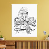 Wolf en Raven, zwart-wit Canvas Afdruk (Insitu (Woonkamer))