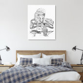 Wolf en Raven, zwart-wit Canvas Afdruk (Insitu (Slaapkamer))