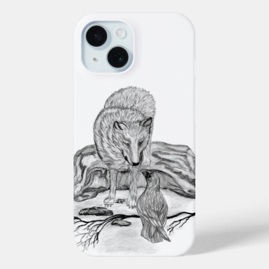 Wolf en Raven, zwart-wit Case-Mate iPhone Case (Achterkant)