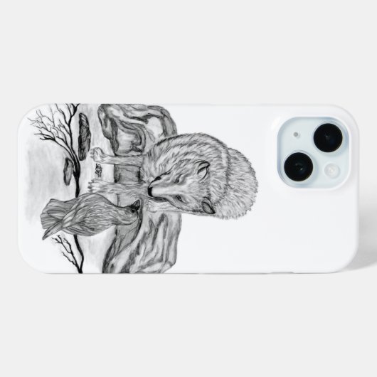 Wolf en Raven, zwart-wit Case-Mate iPhone Case (Achterkant (horizontaal))