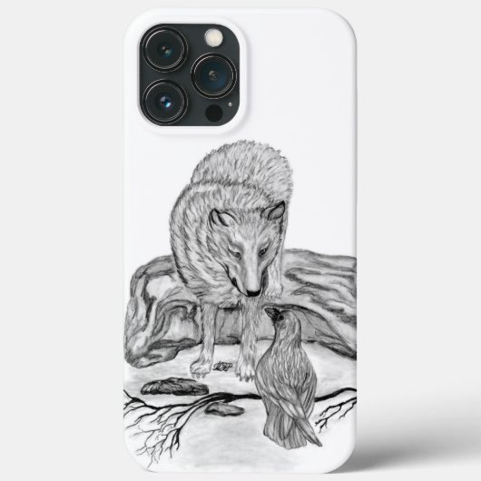 Wolf en Raven, zwart-wit Case-Mate iPhone Case (Achterkant)