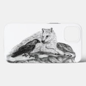 Wolf en Raven, zwart-wit Case-Mate iPhone Case (Achterkant (horizontaal))