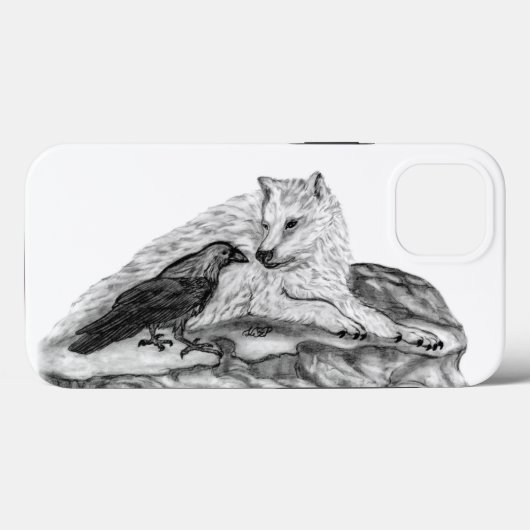 Wolf en Raven, zwart-wit Case-Mate iPhone Case (Achterkant (horizontaal))