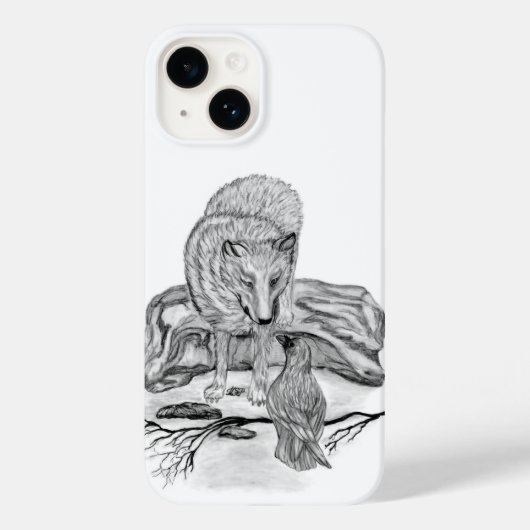 Wolf en Raven, zwart-wit Case-Mate iPhone Case (Achterkant)