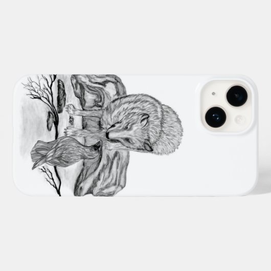 Wolf en Raven, zwart-wit Case-Mate iPhone Case (Achterkant (horizontaal))