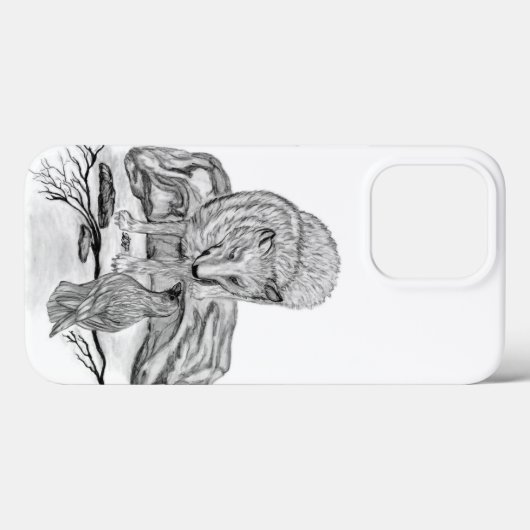Wolf en Raven, zwart-wit Case-Mate iPhone Case (Achterkant (horizontaal))