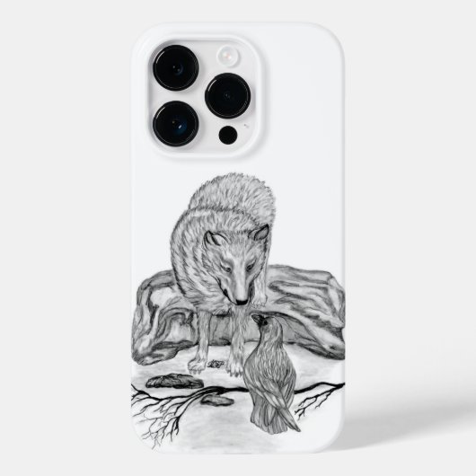 Wolf en Raven, zwart-wit Case-Mate iPhone Case (Achterkant)