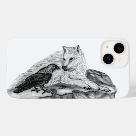 Wolf en Raven, zwart-wit Case-Mate iPhone Case (Achterkant (horizontaal))