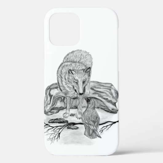 Wolf en Raven, zwart-wit Case-Mate iPhone Case (Achterkant)