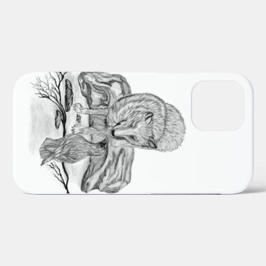 Wolf en Raven, zwart-wit Case-Mate iPhone Case (Achterkant (horizontaal))