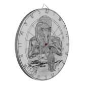 Wolf en Raven, zwart-wit Dartbord (Voorkant Links)