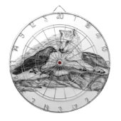 Wolf en Raven zwart-wit Dartbord (Voorkant)