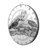 Wolf en Raven zwart-wit Dartbord (Voorkant Rechts)