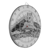 Wolf en Raven zwart-wit Dartbord (Voorkant Links)