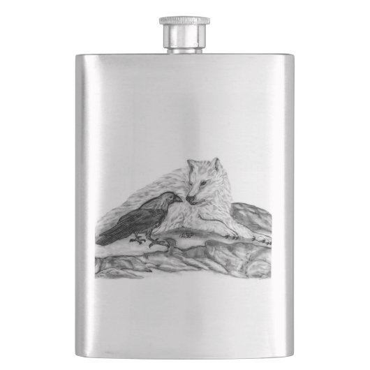 Wolf en Raven, zwart-wit Flacon (Voorkant)