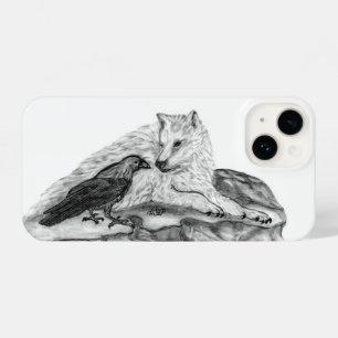 Wolf en Raven, zwart-wit iPhone 14 Hoesje