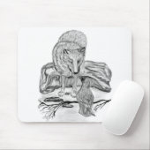 Wolf en Raven, zwart-wit Muismat (Met muis)