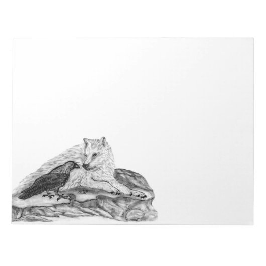 Wolf en Raven, zwart-wit Notitieblok (Voorkant)