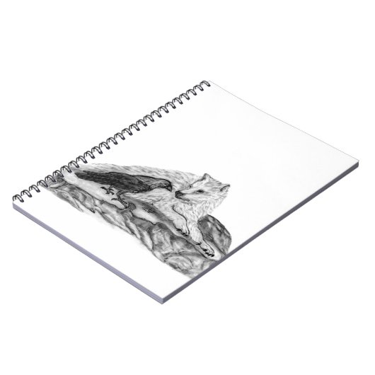 Wolf en Raven, zwart-wit Notitieboek (Linkerzijde)