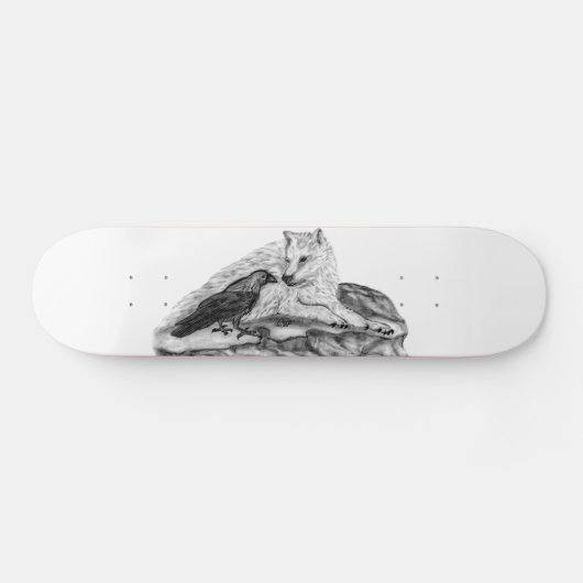 Wolf en Raven, zwart-wit Persoonlijk Skateboard (Horizontaal)