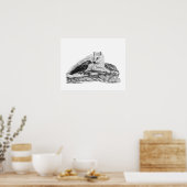 Wolf en Raven, zwart-wit Poster (Keuken)