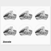 Wolf en Raven, zwart-wit Ronde Sticker (Vel)